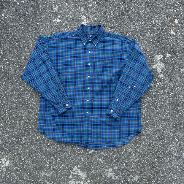 빈티지 90s 폴로 체크 빅셔츠