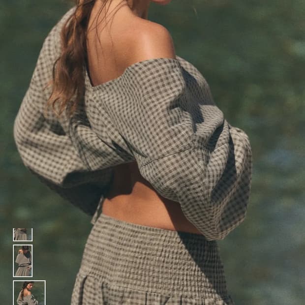ZARA 자라 체크 케이프 셔츠/엘라스틱 웨이스트 팬츠