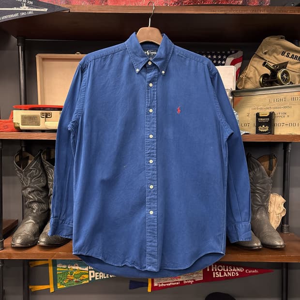 90s 폴로 랄프로렌 블레이핏 워싱블루 버튼다운 셔츠 N1096