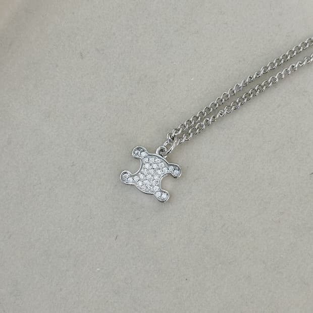 셀린느 크리스탈 목걸이 실버