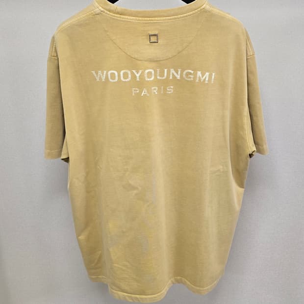 25ss 우영미 옐로우 다잉 코튼 백로고 반팔 티셔츠 52사이즈 110 