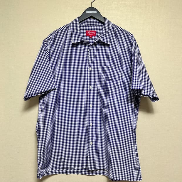 [XL] 슈프림 21ss 깅엄 체크 셔츠 네이비
