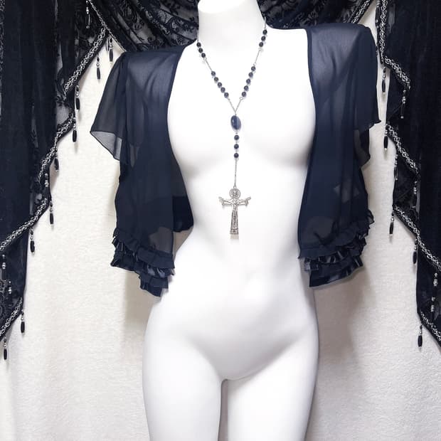 로맨틱고딕 고스로리 다크페어리 펑크 시스루 프릴 쉬폰 볼레로 가디건 핀터