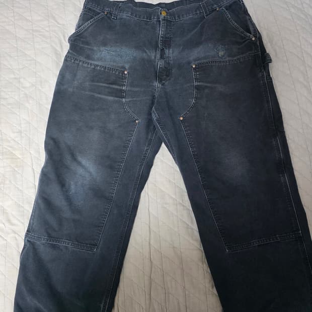 [42X30] 빈티지 칼하트 더블니 B01 BLK 워크팬츠 트래쉬 BK5