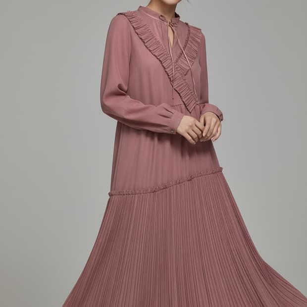 SJ SJ 쉬폰 플리츠 롱 원피스 S