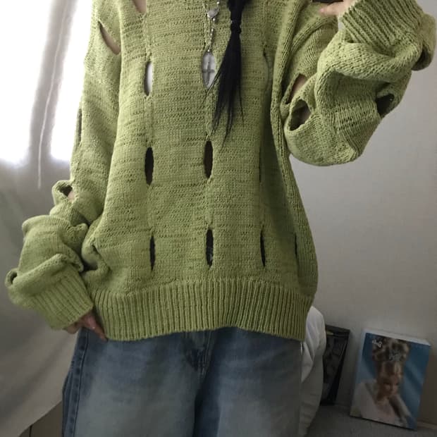 더오픈프로덕트 말차 그런지 니트