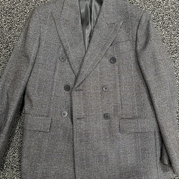 우영미 19fw 명작 메인체크 셋업 더블, 턴업 46/46