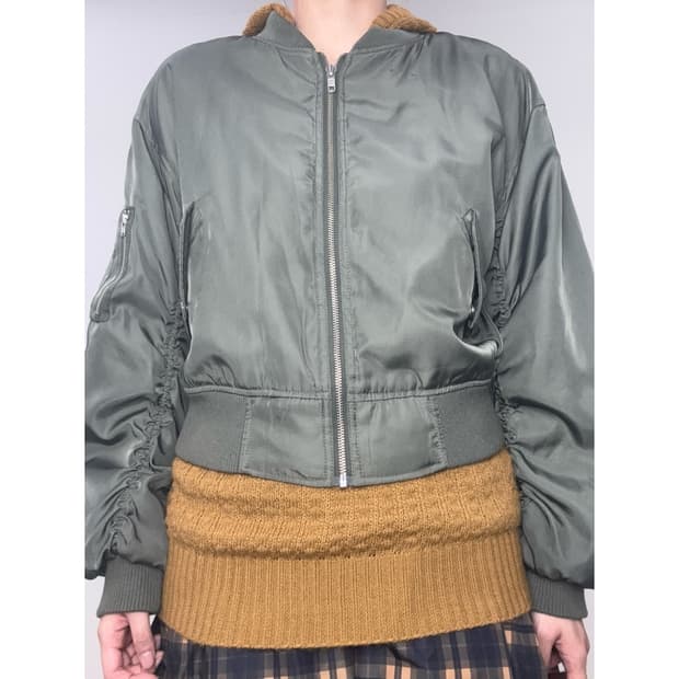 빈티지 카키 블루종 MA1 자켓