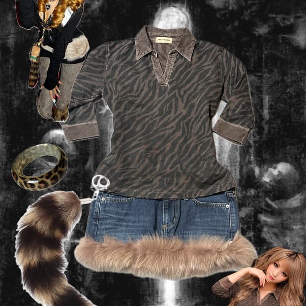 Gyaru animal pattern set 갸루 레오파드 set