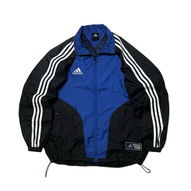 L 아디다스 오버핏 올드스쿨 바람막이 자켓 블루 블랙