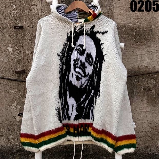 루미나후이 밥말리 후드 니트 집업 XXL 