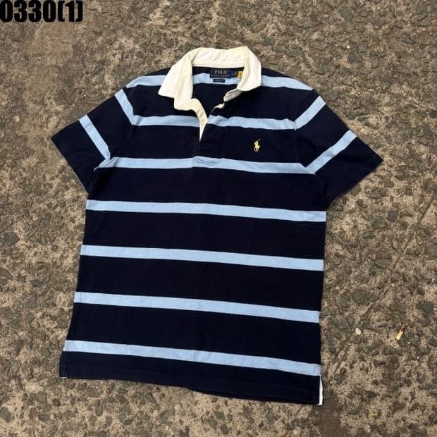 폴로 스트라이프 카라티 남색 하늘 네이비