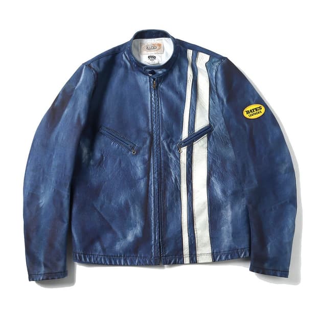 준야 와타나베 x 베르베르진 x 베이츠 프린팅 레더 자켓 인디고