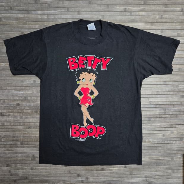 80s betty boop 베티붑 빈티지 그래픽 반팔 티셔츠