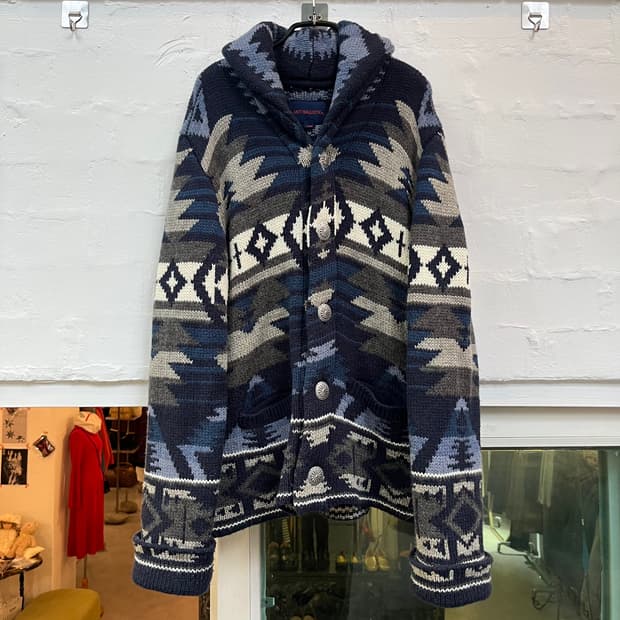 Anti Ballistic 나바호 패턴 숄 카라 니트 가디건 L