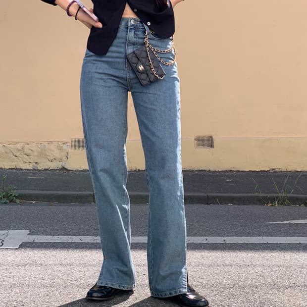 [M] 언더비 leaf 슬릿 데님 팬츠