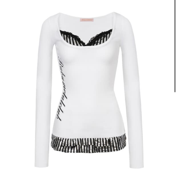 베이비메탈클럽 디스코 프릴 탑 화이트