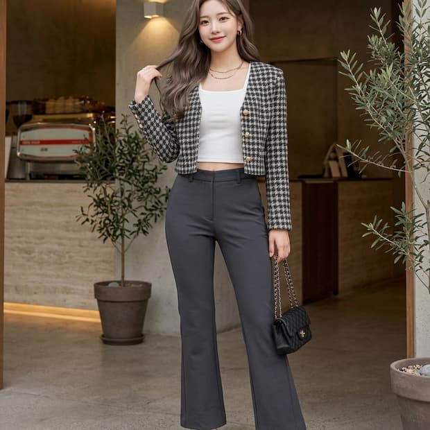 S. 안다르 (andar) 기능성 부츠컷 슬랙스 다크그레이