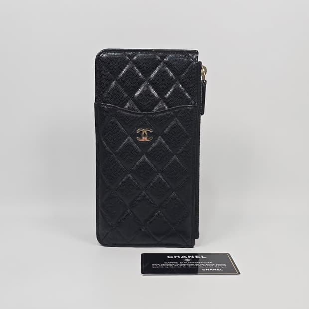 샤넬 캐비어 CC로고 폰홀더 카드지갑