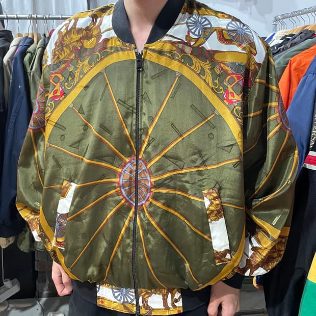 Vintage 아방가르드 패턴 실크 리버시블 자켓