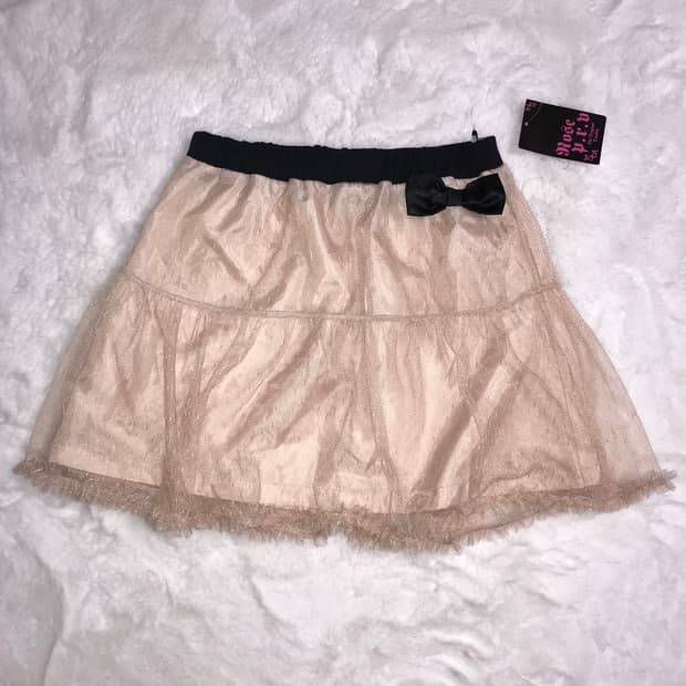 레이스 도트 리본 프릴 튜튜 스커트 데드스탁 히메갸루 라떼갸루 빈티지