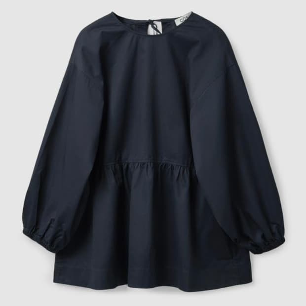 COS 오픈백 튜닉 탑 네이비 32사이즈