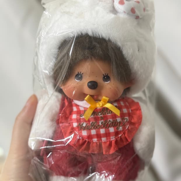 몬치치 헬로키티 깅엄체크 인형