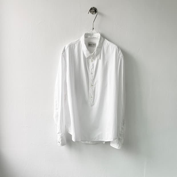 렉토 24S/S 드로잉 코튼 스탠딩카라 셔츠 오프화이트
