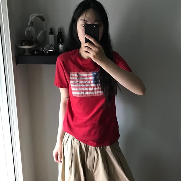 폴로 랄프로렌 올드스쿨 성조기 로고 레드 반팔티
