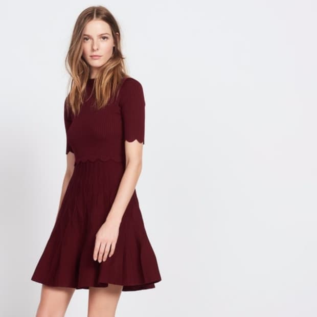 산드로 Sandro 리브 니트 플레어 원피스 1사이즈