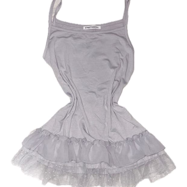 레이스 레이어드 슬리브리스 나시 모리걸 페어리 갸루