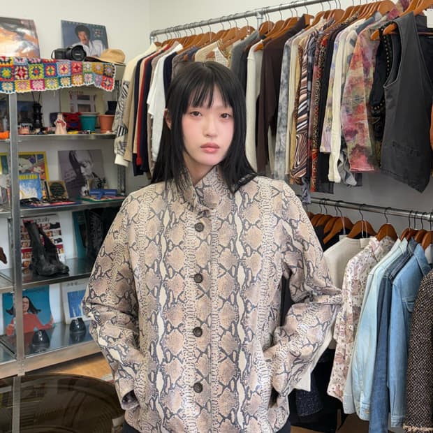 Python Pattern Leather Jacket