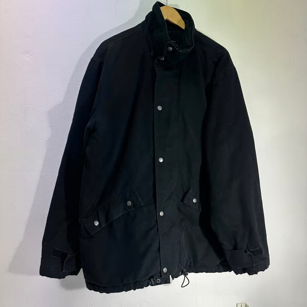 L-XL 폴로진스 블랙 오버핏 밑단스트링 암로고 야상점퍼