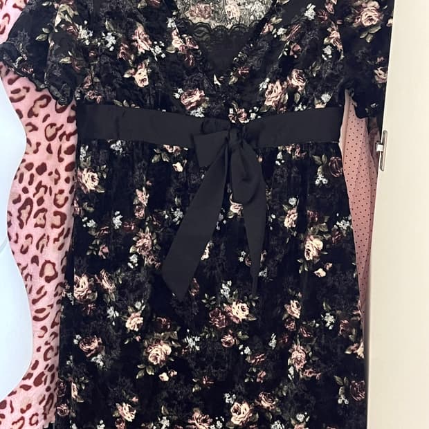 빈티지 rosa cheri 벨벳 플라워 리본 원피스 히메갸루 일브 