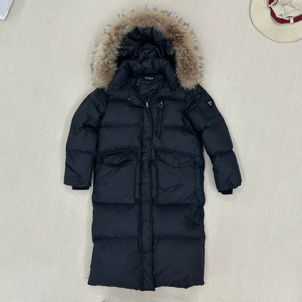 Guess 블랙 거위다운 롱패딩 S