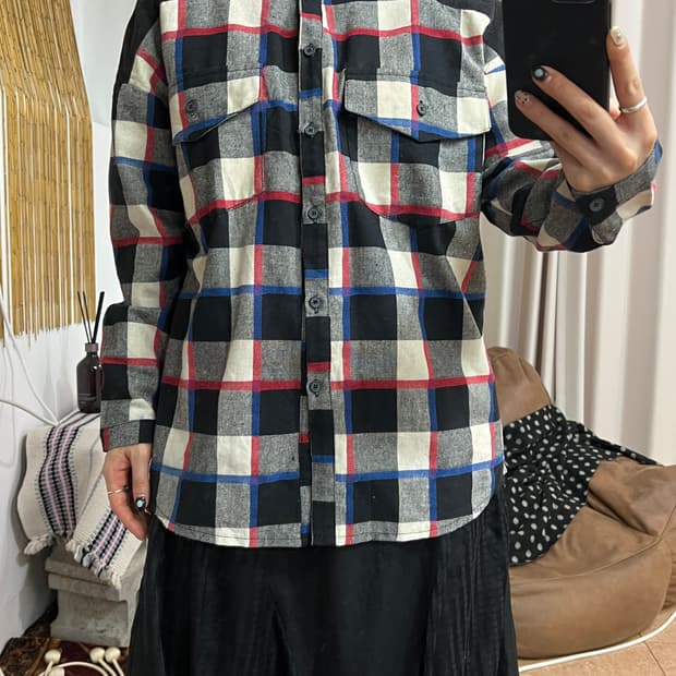 빈티지 카라리스 투포켓 체크 셔츠 