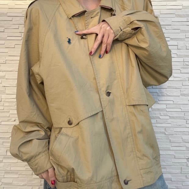 90s Ralph Lauren POLO울드스쿨 베이지 헌팅 자켓