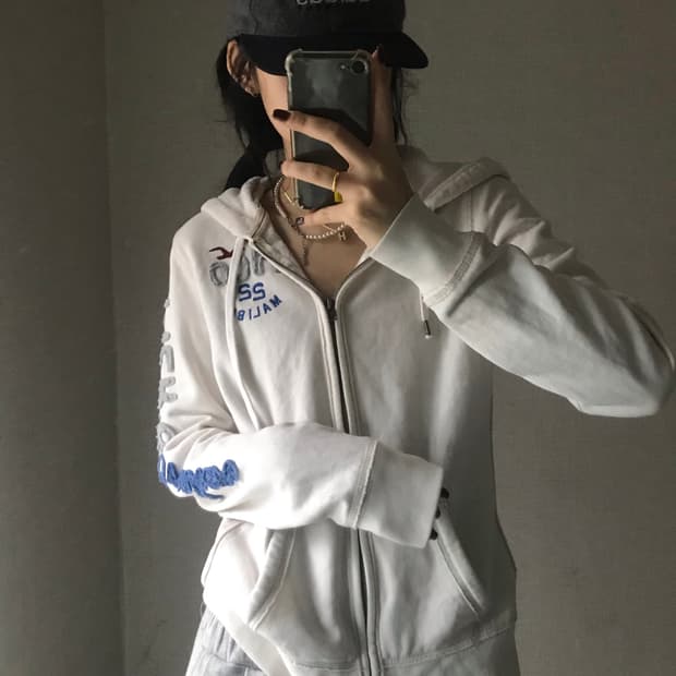홀리스터 크림 후드집업