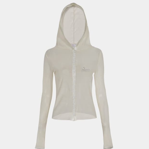 배드블러드 브리즈 버튼 업 메쉬 후드 가디건 시스루 집업