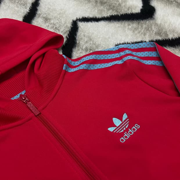 [S]아디다스 도트 삼선 후드져지/핑크블루