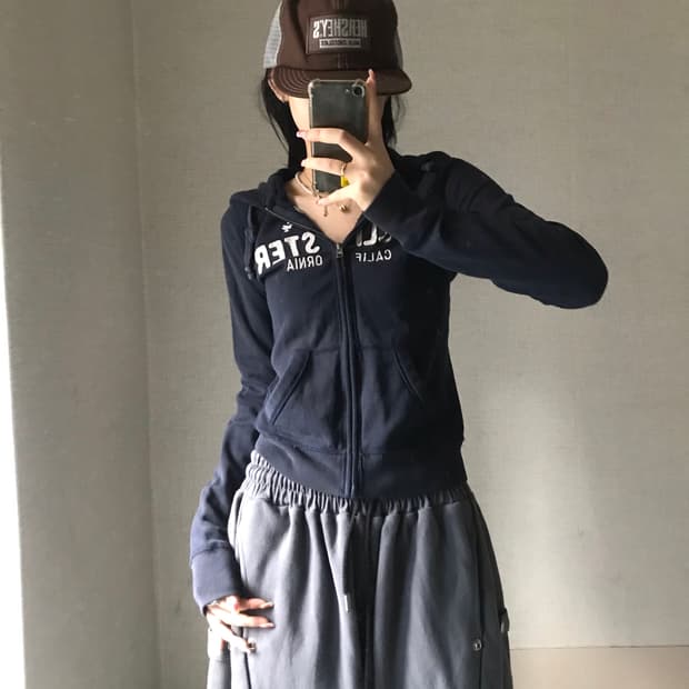 홀리스터 네이비 슬림핏 후드집업