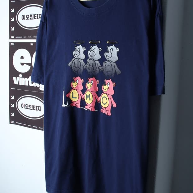 (XL-2XL) 엘엠씨 반팔 티셔츠 빅사이즈 네이비 곰돌이-H34785