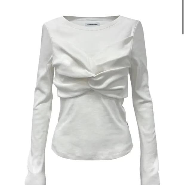 택O) 체메씨 롱슬리브 리본 보우탑 티 화이트