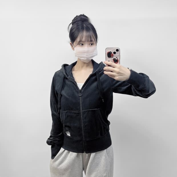 아디다스 리스펙트미 벨벳 후드집업 블랙