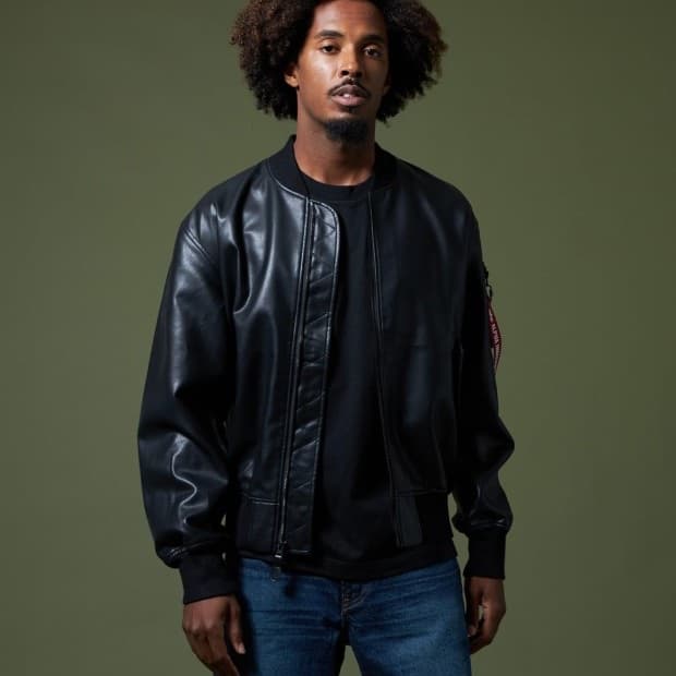 알파인더스트리 비건 레더 마원 점퍼