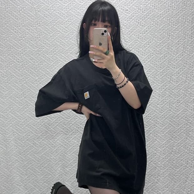 칼하트 빈티지 모던 캐주얼 오버핏 포켓 반팔티 XL C12174