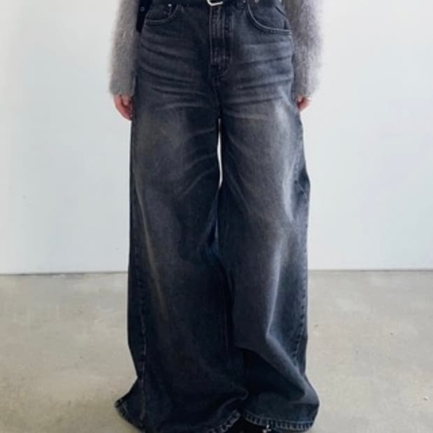 [S] 아델리오 cross wrap denim pants 흑청