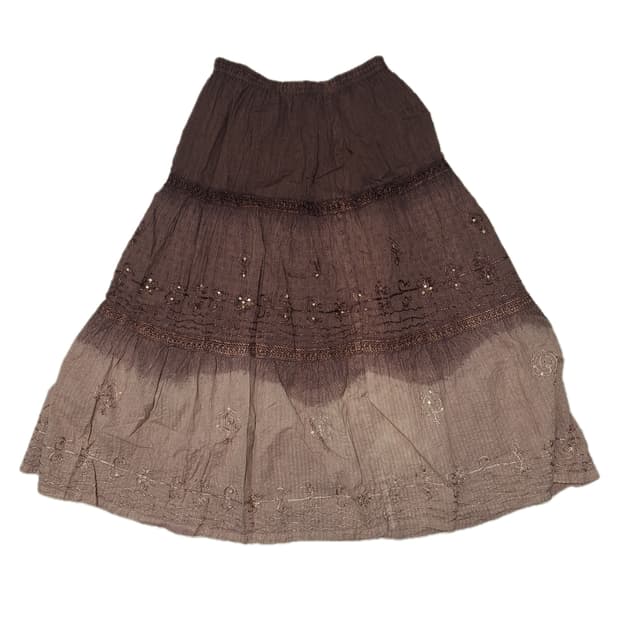 히피 자수 스팽클 삼 색 스커트