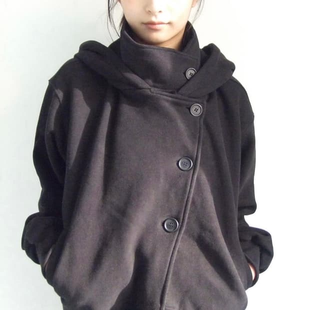 오스하이 후드집업 High Neck Hood Zip Up Black