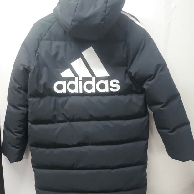 아디다스 키즈 블랙  롱패딩 후드 패딩 150